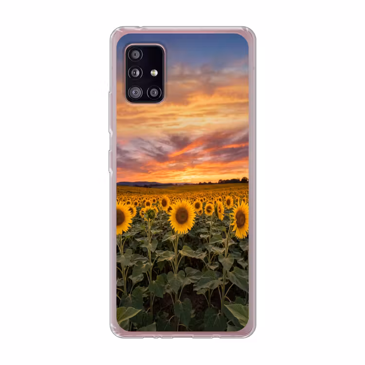 Zonnebloemen - Heuvellandschap - Geel Telefoonhoesje Samsung Galaxy A51 5G klein -3d