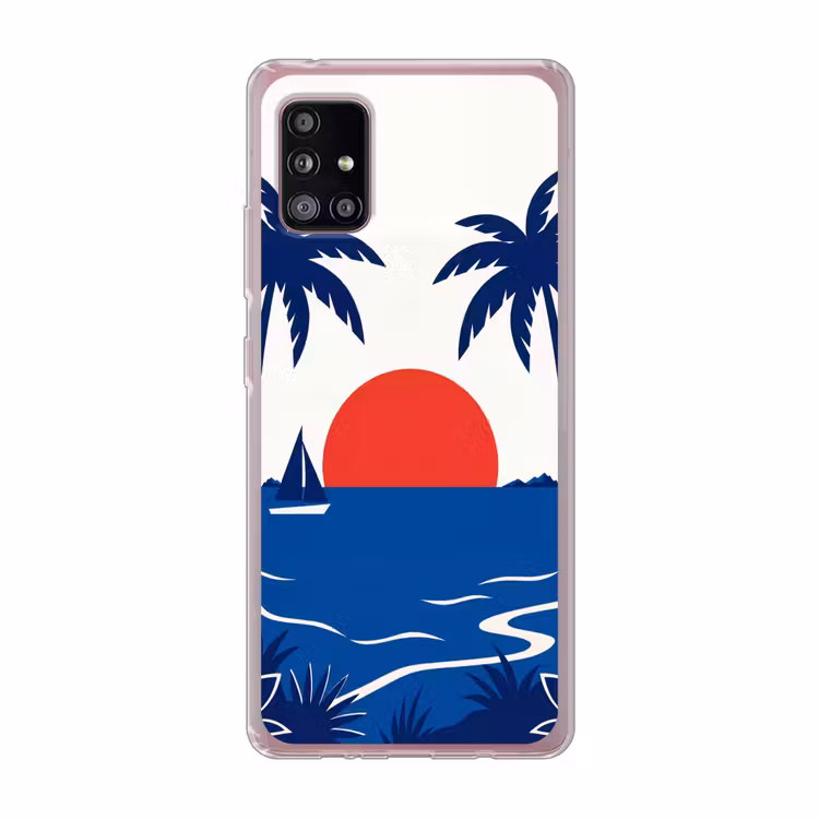 Zonsondergang - Zee - Palmboom - Tropisch - Modern Telefoonhoesje Samsung Galaxy A51 5G klein -3d