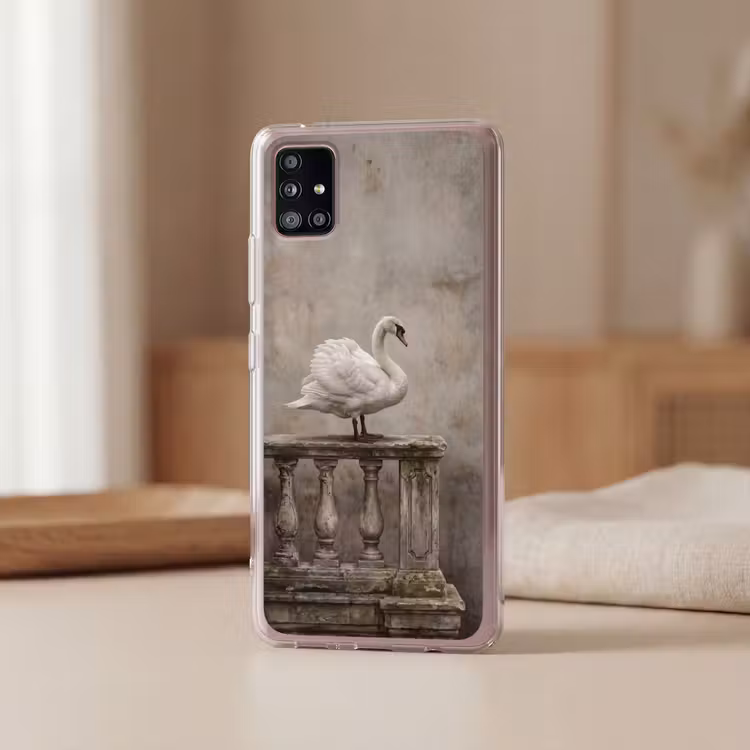 Zwaan - Elegant - Dieren - Wit Telefoonhoesje Samsung Galaxy A51 5G klein -sfeer2