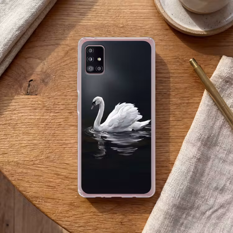 Zwaan - Water - Natuur - Realistisch - Wit Telefoonhoesje Samsung Galaxy A51 5G klein -sfeer1