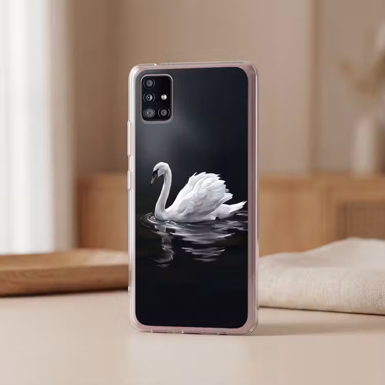 Zwaan - Water - Natuur - Realistisch - Wit Telefoonhoesje Samsung Galaxy A51 5G klein -sfeer2