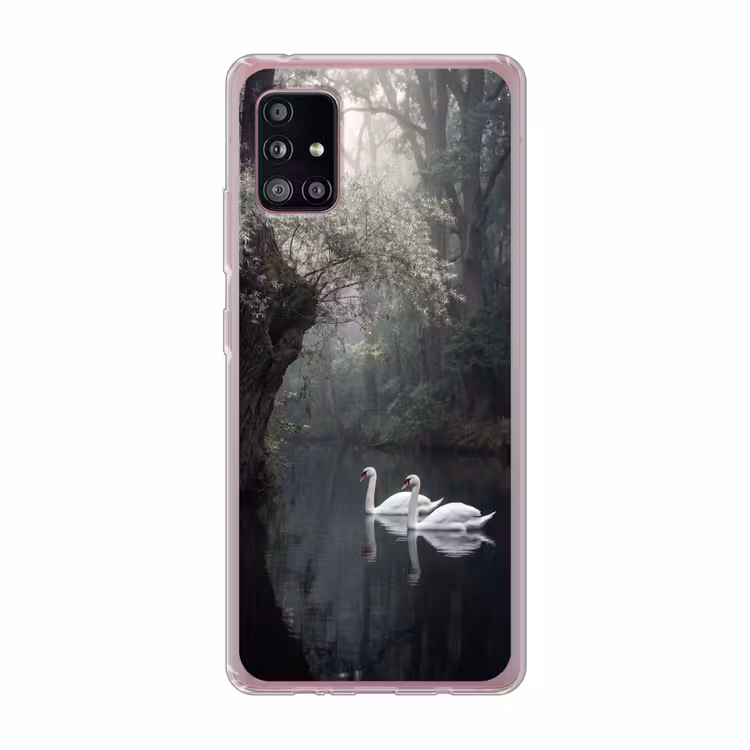 Zwanen - Rivier - Bos Telefoonhoesje Samsung Galaxy A51 5G klein -3d