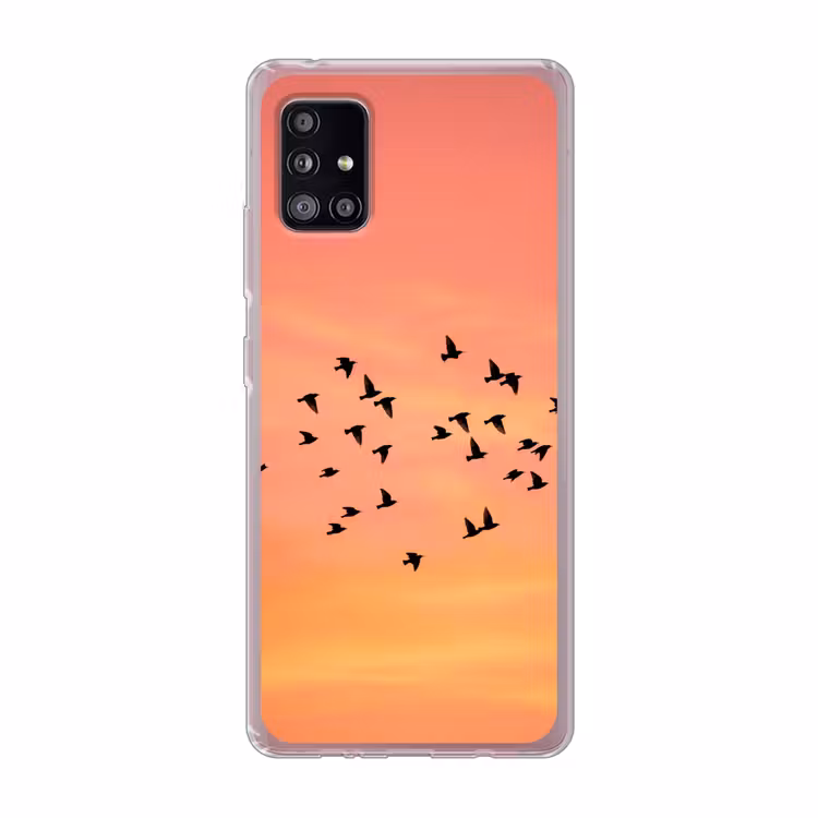 Zwerm - Vogels - Oranje Telefoonhoesje Samsung Galaxy A51 5G klein -3d