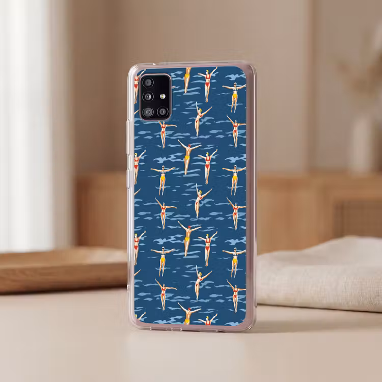 Zwemsters- Retro - Blauw Telefoonhoesje Samsung Galaxy A51 5G klein 373 -sfeer2
