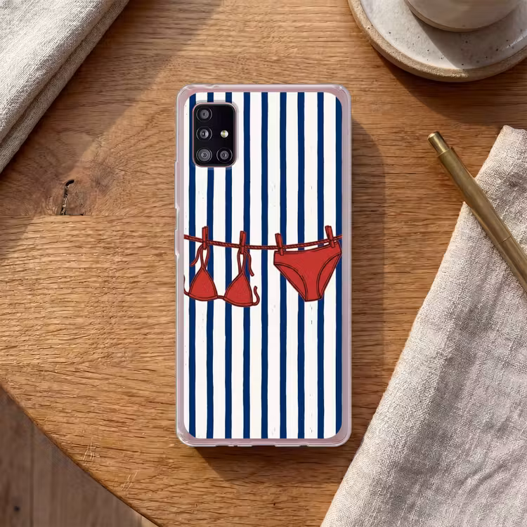Badkleding - Waslijn - Zomer - Illustratie - Rood Telefoonhoesje Samsung Galaxy A51 5G klein -sfeer1