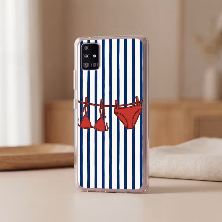 Badkleding - Waslijn - Zomer - Illustratie - Rood Telefoonhoesje Samsung Galaxy A51 5G klein -sfeer2