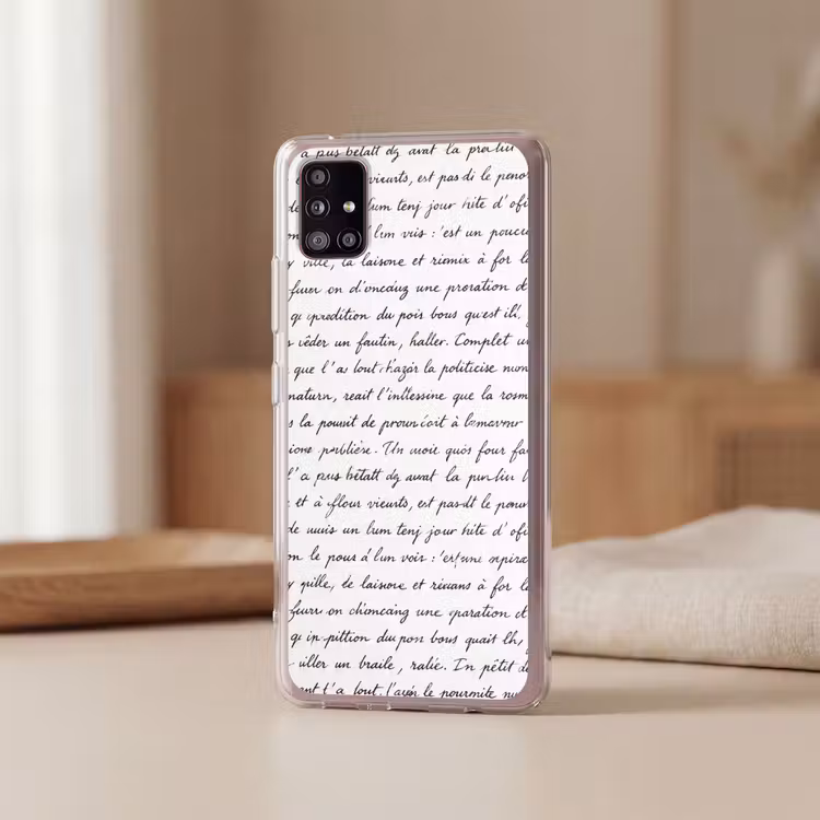 Tekst - Handschrift - Klassiek - ZwartWit Telefoonhoesje Samsung Galaxy A51 5G klein -sfeer2