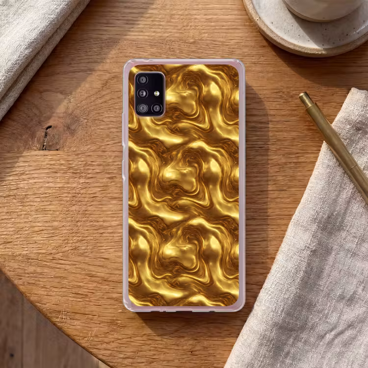 Textuur - Vloeibaar - Organisch - Goud Telefoonhoesje Samsung Galaxy A51 5G klein 373 -sfeer1