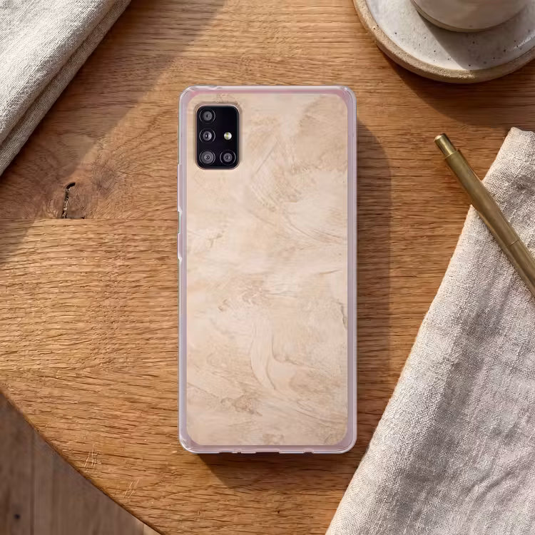 Textuur - Patroon - Abstract - Modern - Beige Telefoonhoesje Samsung Galaxy A51 5G klein -sfeer1