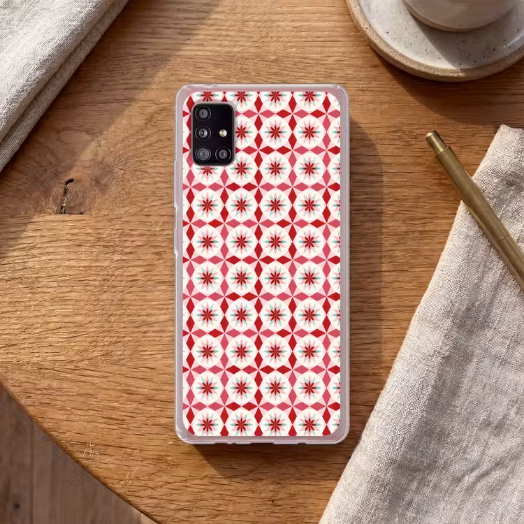 Tegelpatroon - Sterren - Retro - Roze - Mintgroen Telefoonhoesje Samsung Galaxy A51 5G klein 373 -sfeer1