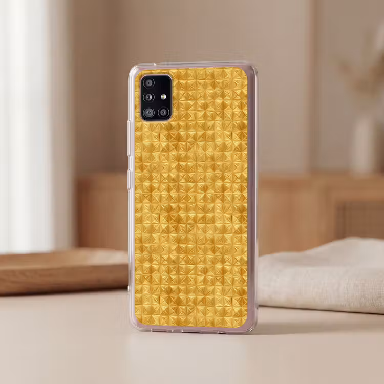 Tegels - Geometrisch - Reliëf - Goud Telefoonhoesje Samsung Galaxy A51 5G klein 373 -sfeer2