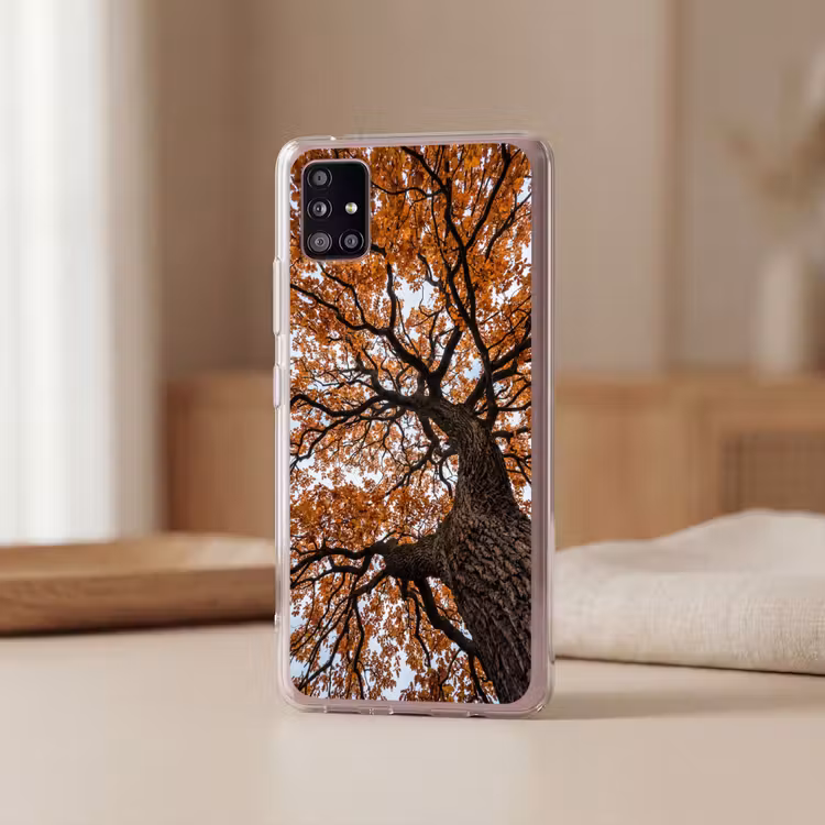 Boom - Bladerdak - Herfst - Oranje - Sfeervol Telefoonhoesje Samsung Galaxy A51 5G klein -sfeer2
