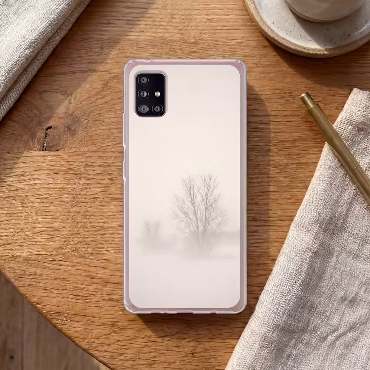 Boom - Mist - Sneeuw - Winter - Minimalistisch Telefoonhoesje Samsung Galaxy A51 5G klein -sfeer1