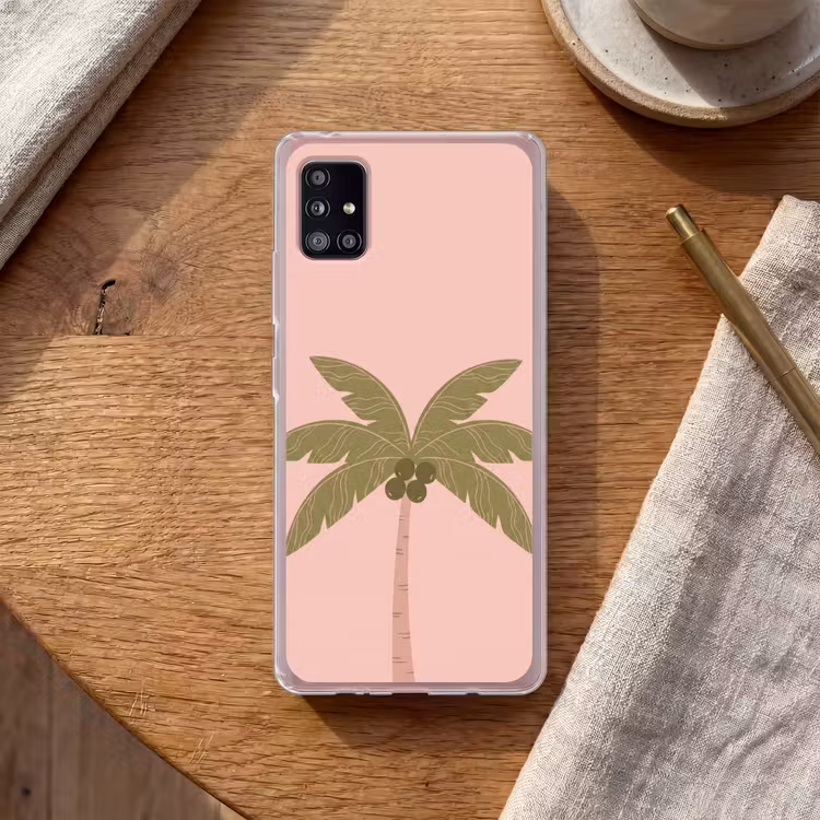 Boom - Palm - Natuur - Illustratie - Roze Telefoonhoesje Samsung Galaxy A51 5G klein -sfeer1