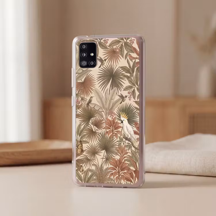 Tropisch - Vogels - Beige Telefoonhoesje Samsung Galaxy A51 5G klein -sfeer2