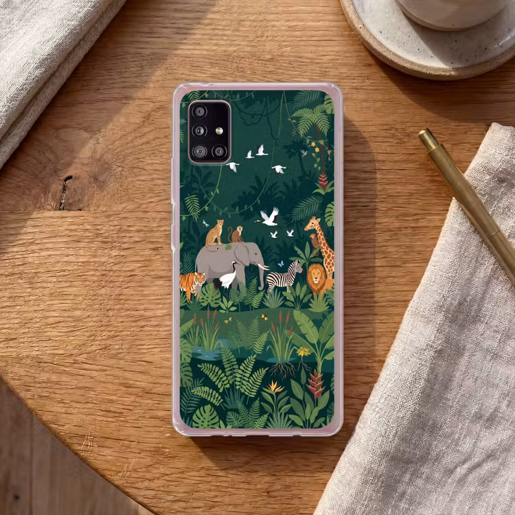 Tropisch - Jungle - Groen Telefoonhoesje Samsung Galaxy A51 5G klein -sfeer1