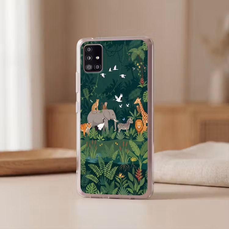 Tropisch - Jungle - Groen Telefoonhoesje Samsung Galaxy A51 5G klein -sfeer2