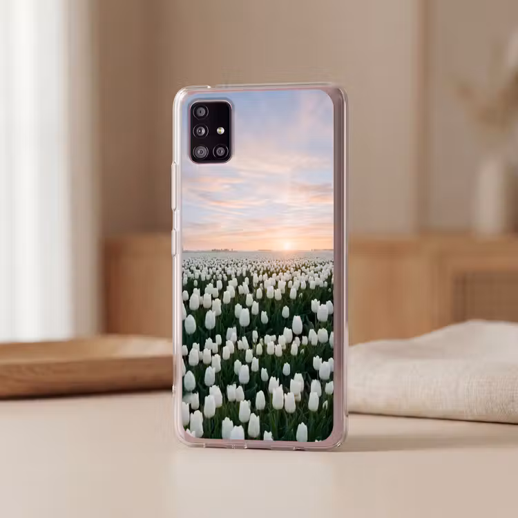Tulpen - Landschap - Wit Telefoonhoesje Samsung Galaxy A51 5G klein -sfeer2