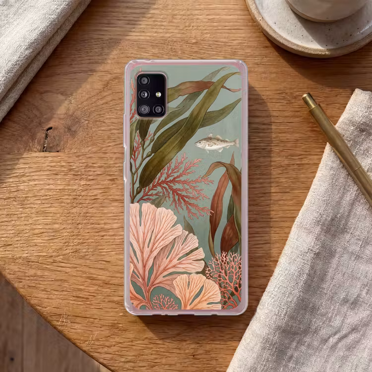 Onderwater - Planten - Vis - Vintage - Groen Telefoonhoesje Samsung Galaxy A51 5G klein -sfeer1