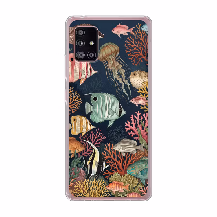 Onderwaterwereld - Vissen - Koraal - Illustratie - Kleurrijk Telefoonhoesje Samsung Galaxy A51 5G klein -3d