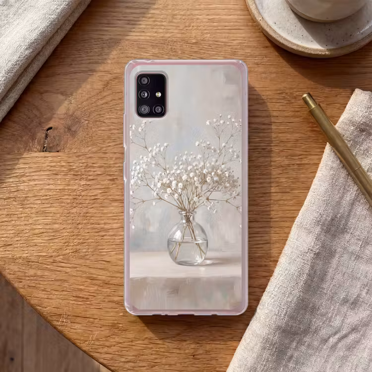 Vaas - Gipskruid - Wit Telefoonhoesje Samsung Galaxy A51 5G klein -sfeer1