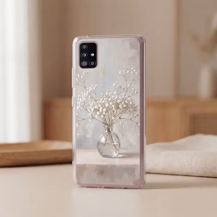 Vaas - Gipskruid - Wit Telefoonhoesje Samsung Galaxy A51 5G klein -sfeer2