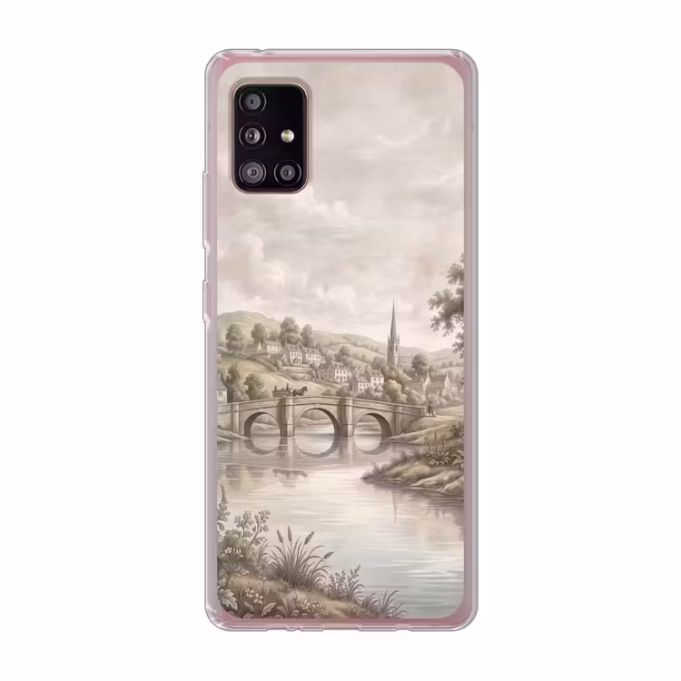 Dorp - Brug - Uitzicht - Groen Telefoonhoesje Samsung Galaxy A51 5G klein -3d