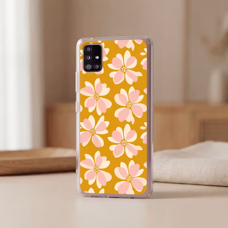 Vintage - Bloemen - Okergeel Telefoonhoesje Samsung Galaxy A51 5G klein 373 -sfeer2