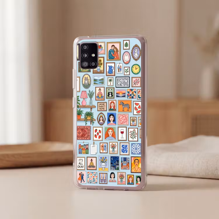 Wanddecoratie - Collectie - Huis - Illustratief - Kleurrijk Telefoonhoesje Samsung Galaxy A51 5G klein -sfeer2