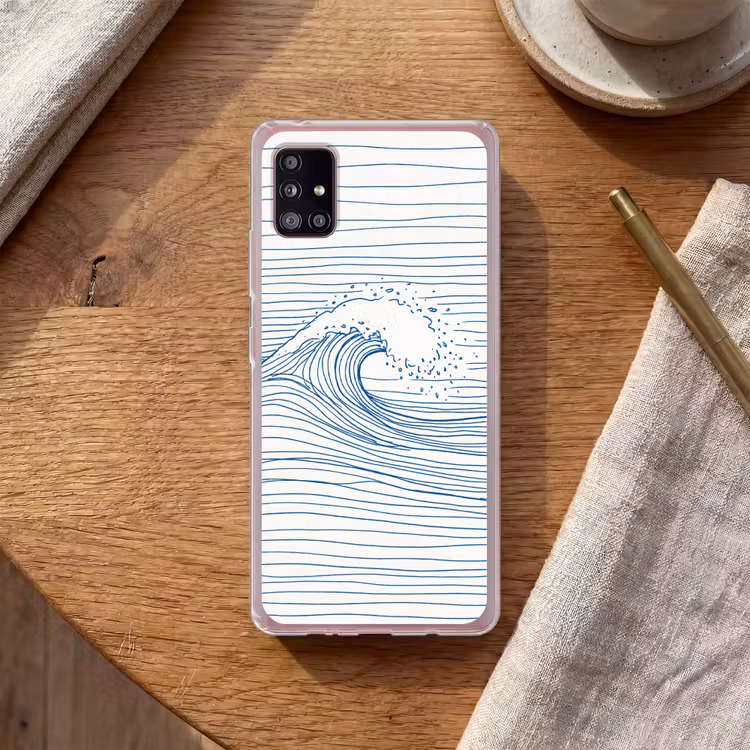 Golf - Brekende - Natuur - Minimalistisch - Blauw Telefoonhoesje Samsung Galaxy A51 5G klein -sfeer1