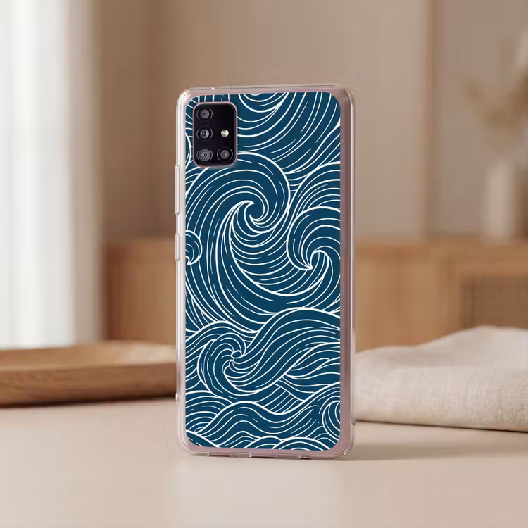 Golven - Spiraal - Water - Abstract - Blauw Telefoonhoesje Samsung Galaxy A51 5G klein -sfeer2