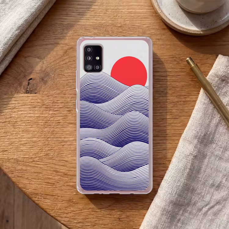 Golven - Zon - Natuur - Abstract - Rood Telefoonhoesje Samsung Galaxy A51 5G klein -sfeer1