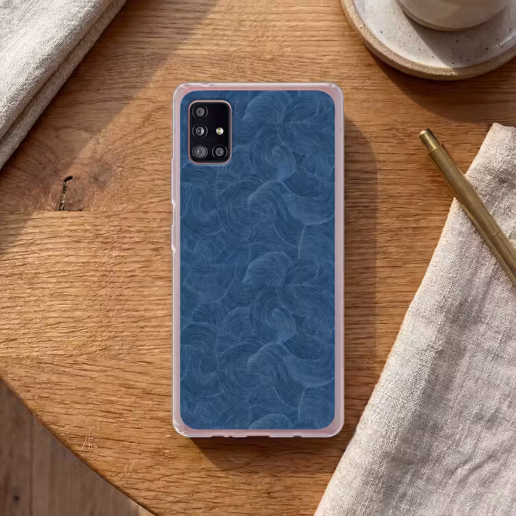 Golven - Textuur - Patroon - Blauw Telefoonhoesje Samsung Galaxy A51 5G klein 373 -sfeer1