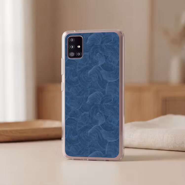 Golven - Textuur - Patroon - Blauw Telefoonhoesje Samsung Galaxy A51 5G klein 373 -sfeer2