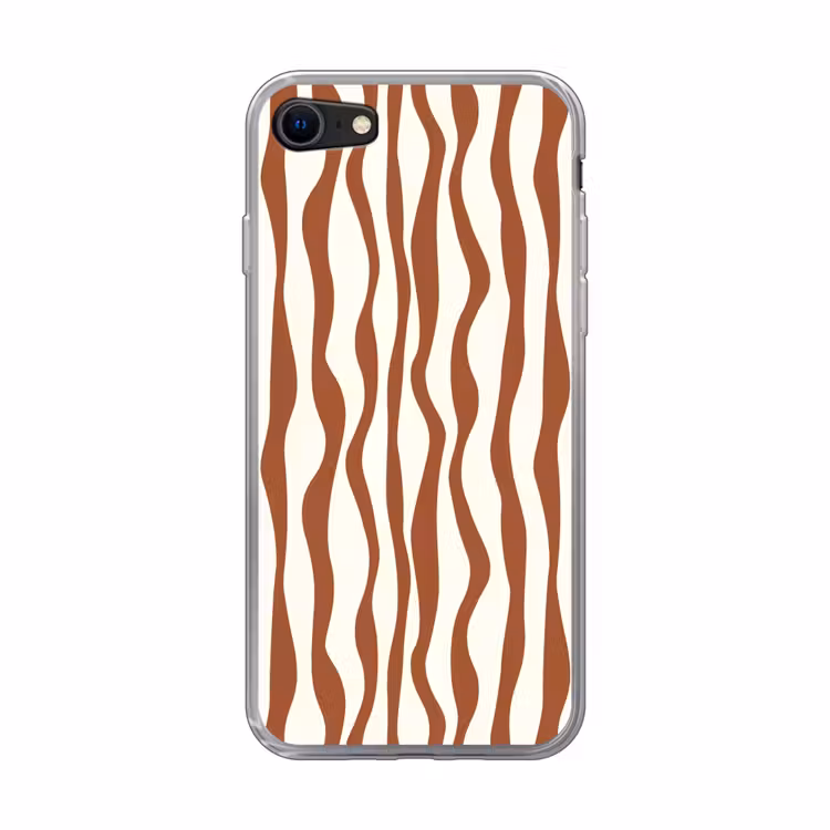 Golvende lijnen - Strepen - Beige - Bruin Telefoonhoesje iPhone 7 klein -3d