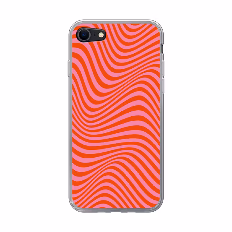 Golvend patroon - Rood - Roze - Lijnen Telefoonhoesje iPhone 7 klein -3d