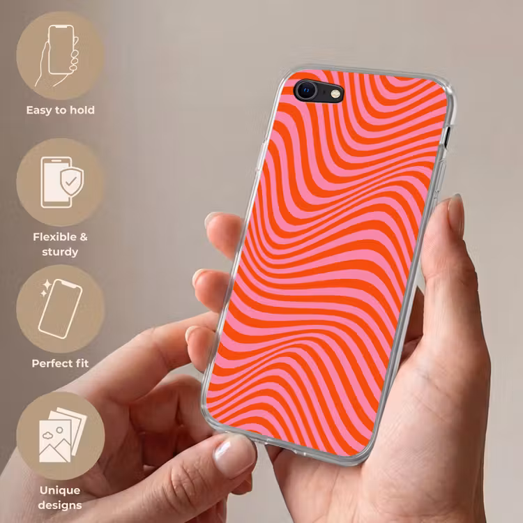 Golvend patroon - Rood - Roze - Lijnen Telefoonhoesje iPhone 7 klein -sfeer3_EN