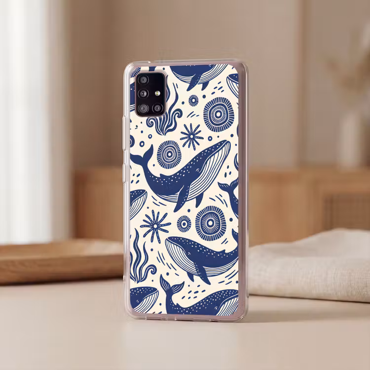 Walvis - Onderwater - Dieren - Abstract - Blauw Telefoonhoesje Samsung Galaxy A51 5G klein -sfeer2