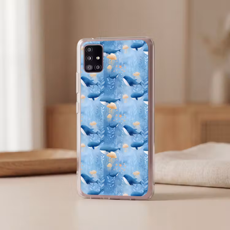Walvissen - Oceaan - Blauw Telefoonhoesje Samsung Galaxy A51 5G klein 373 -sfeer2