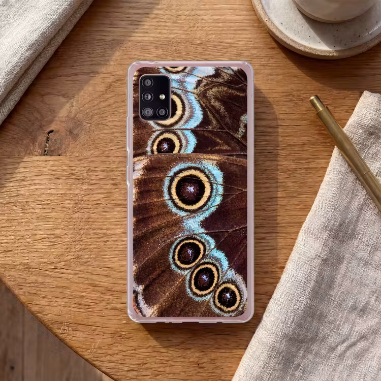 Vleugels - Vlinder - Blauw Telefoonhoesje Samsung Galaxy A51 5G klein -sfeer1