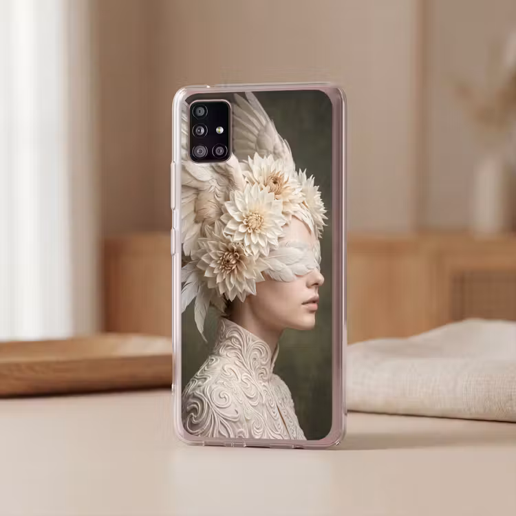 Vleugels - Vrouw - Wit Telefoonhoesje Samsung Galaxy A51 5G klein -sfeer2