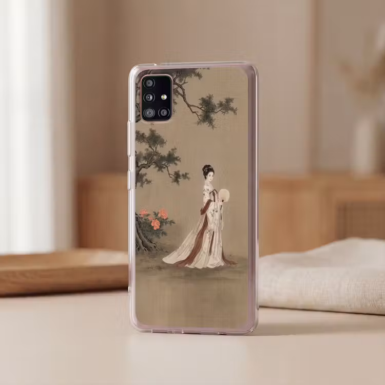 Vrouw - Azië - Kunst - Beige Telefoonhoesje Samsung Galaxy A51 5G klein -sfeer2