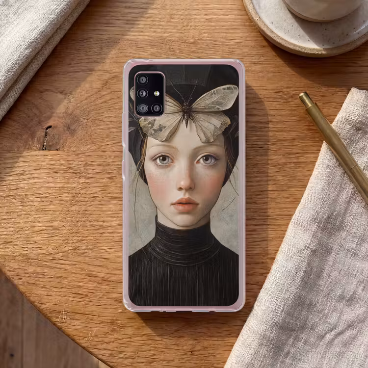 Woman - Butterfly - Art - Classic - Muted Telefoonhoesje Samsung Galaxy A51 5G klein -sfeer1