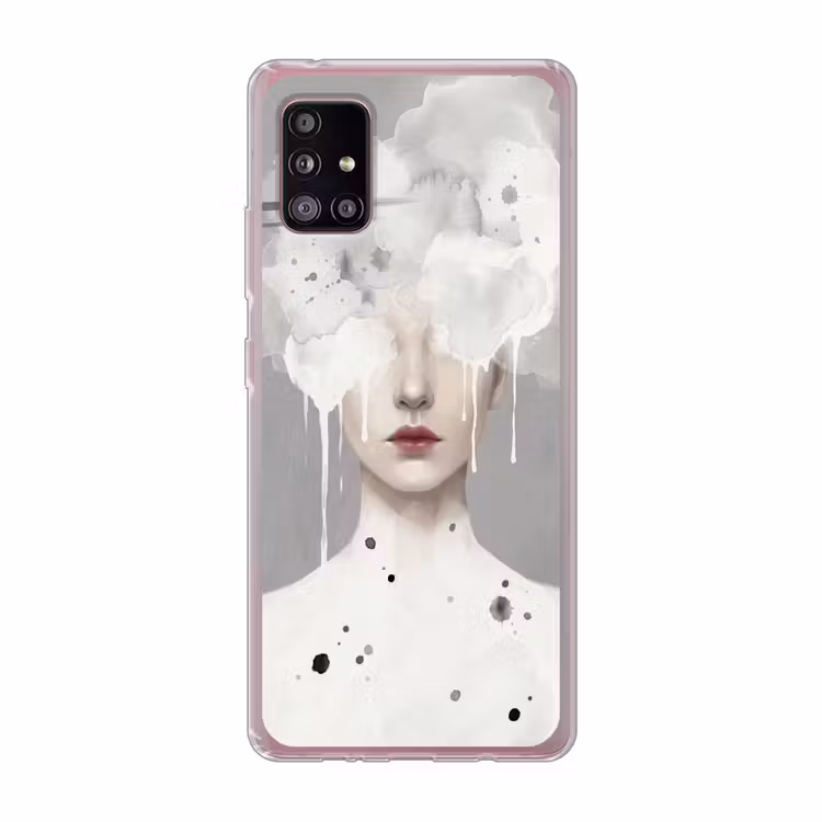 Vrouw - Wolk - Grijs Telefoonhoesje Samsung Galaxy A51 5G klein -3d