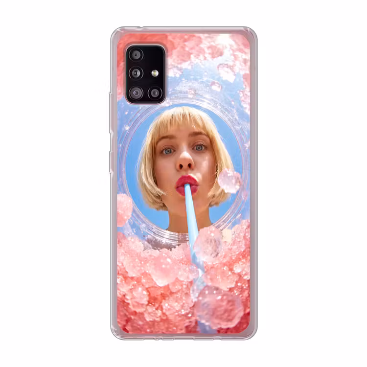 Vrouw - Drank - Zomer - Roze - Blauw Telefoonhoesje Samsung Galaxy A51 5G klein -3d