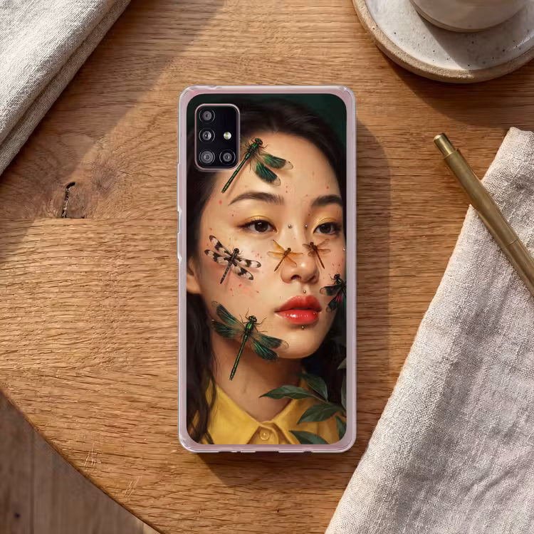 Vrouw - Insecten - Natuur - Portret - Groen Telefoonhoesje Samsung Galaxy A51 5G klein -sfeer1