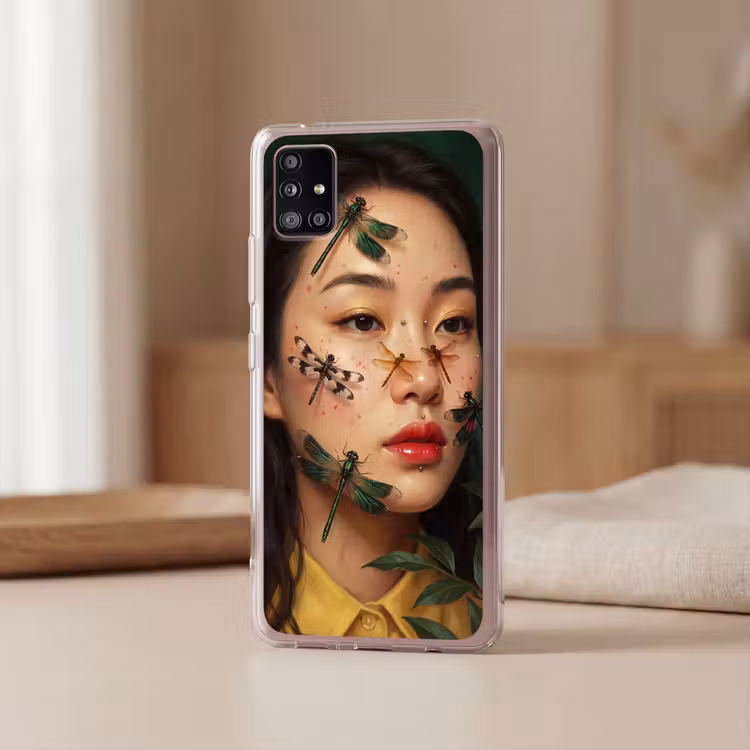 Vrouw - Insecten - Natuur - Portret - Groen Telefoonhoesje Samsung Galaxy A51 5G klein -sfeer2