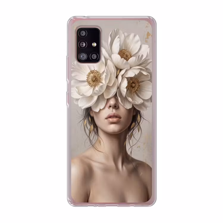 Vrouw - Pioenroos - Wit Telefoonhoesje Samsung Galaxy A51 5G klein -3d