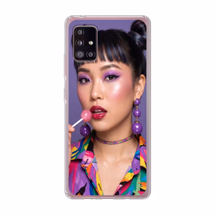 Vrouw - Portret - Make-up - Paars - Levendig Telefoonhoesje Samsung Galaxy A51 5G klein -3d