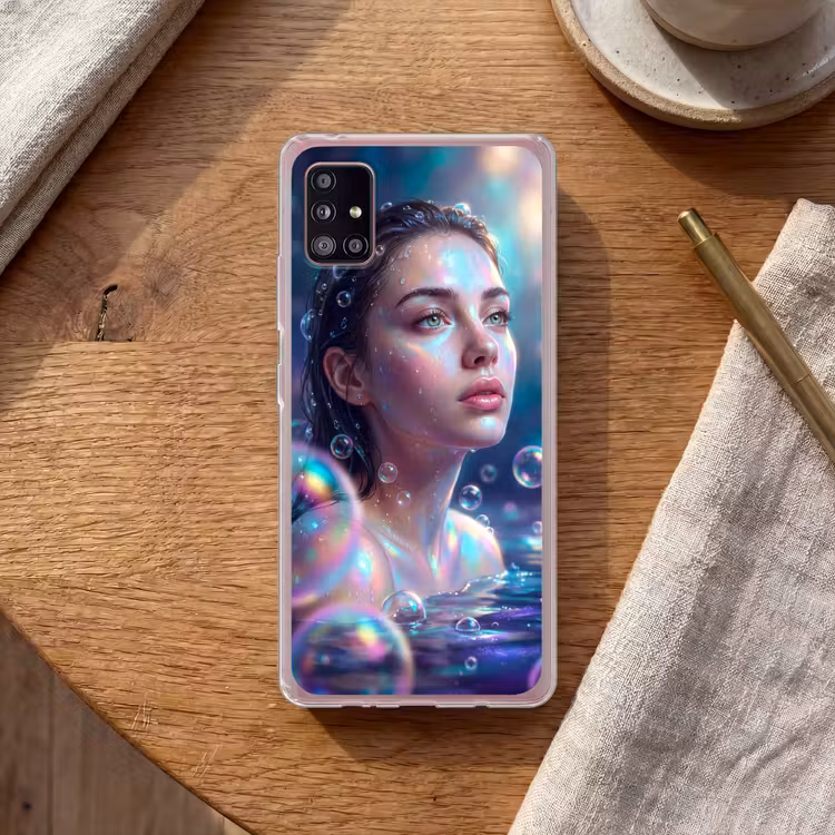 Vrouw - Water - Portret - Kleurrijk - Modern Telefoonhoesje Samsung Galaxy A51 5G klein -sfeer1